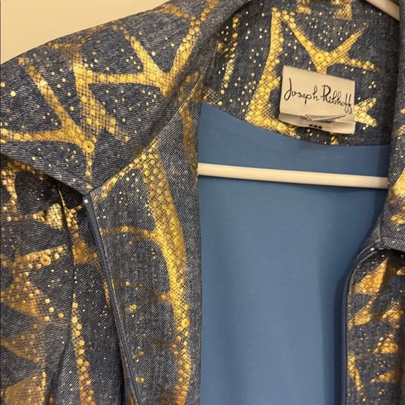 Joseph Ribkoff Gold and Navy Patterned Jacket - Picture 7 of 7